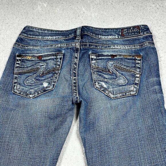 Silver Jeans Womens 29 Boot Cut Low Rise Dark Wash Denim Stretch Inseam 33 in - Picture 10 of 16